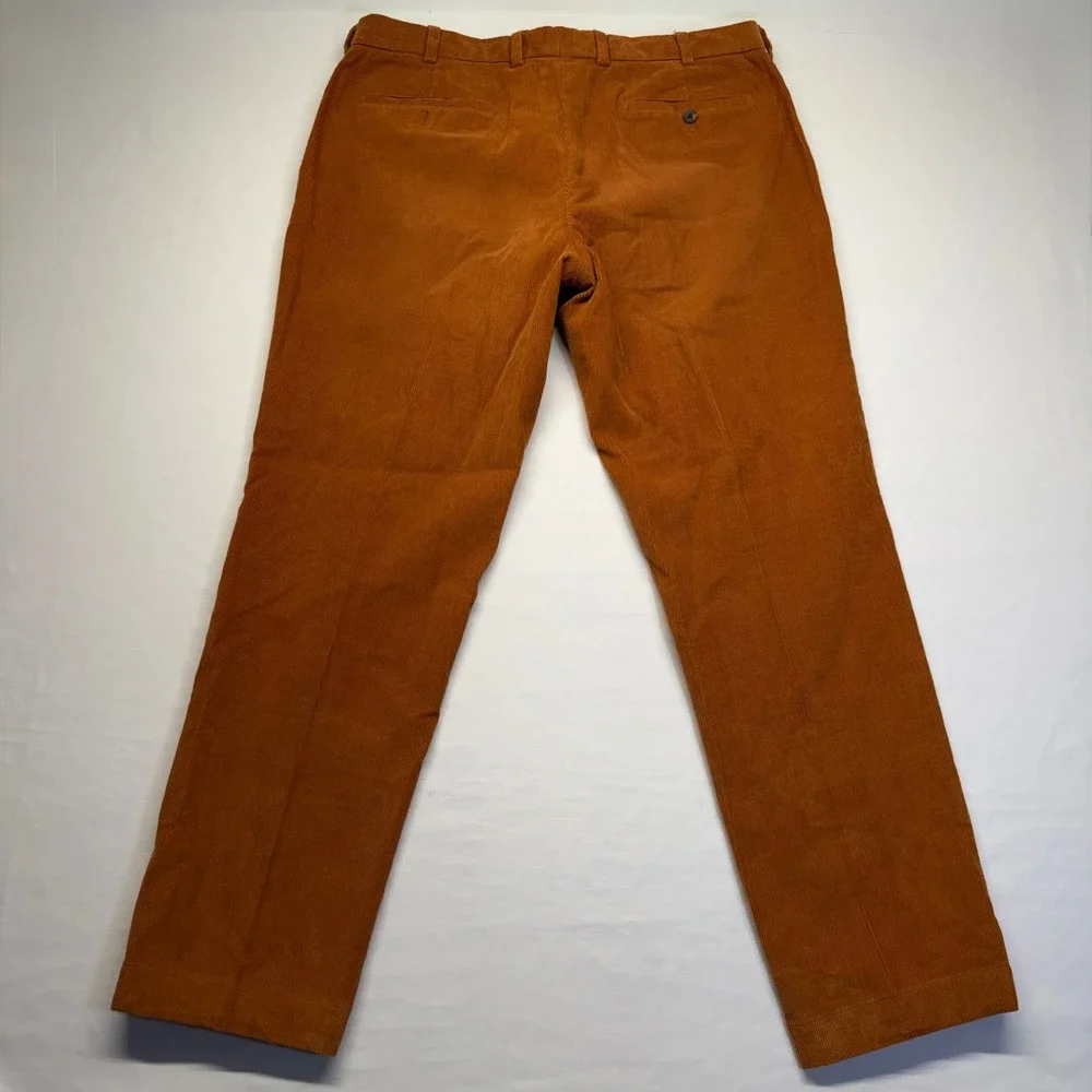 Brooks Brothers Milano Corduroy Pants 36x32 Orange Mens Slim Fit Cotton Trousers